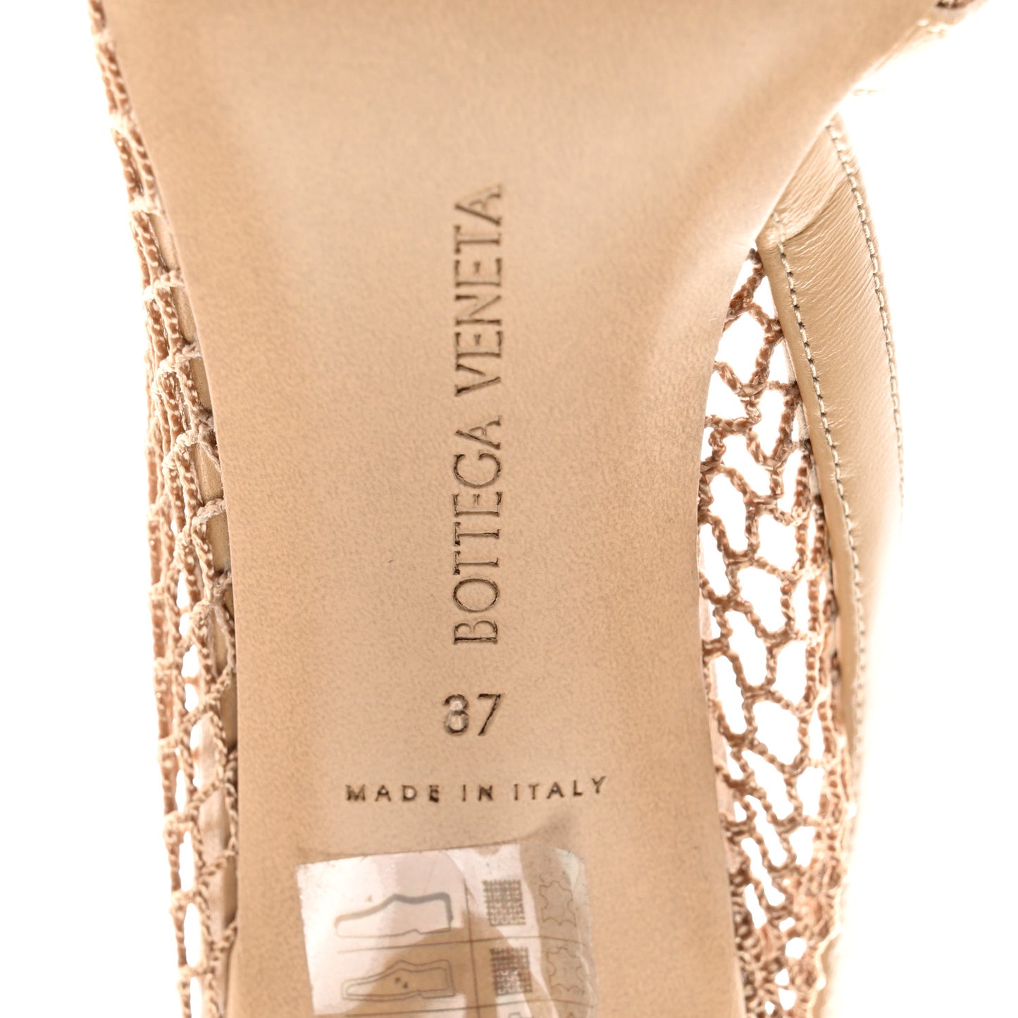 Mesh Calfskin Chain Stretch Pumps 37 Beige