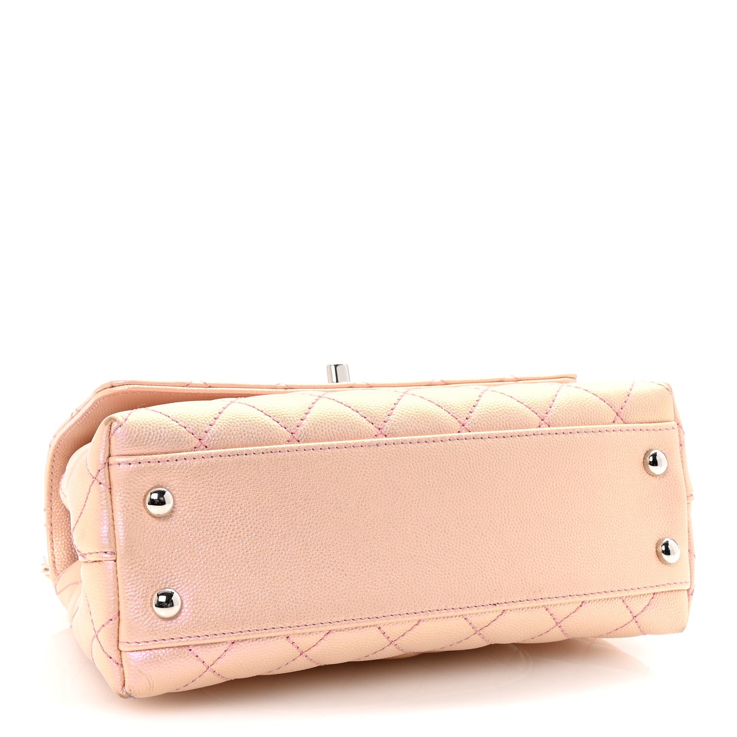 Iridescent Caviar Quilted Mini Coco Handle Flap Pink