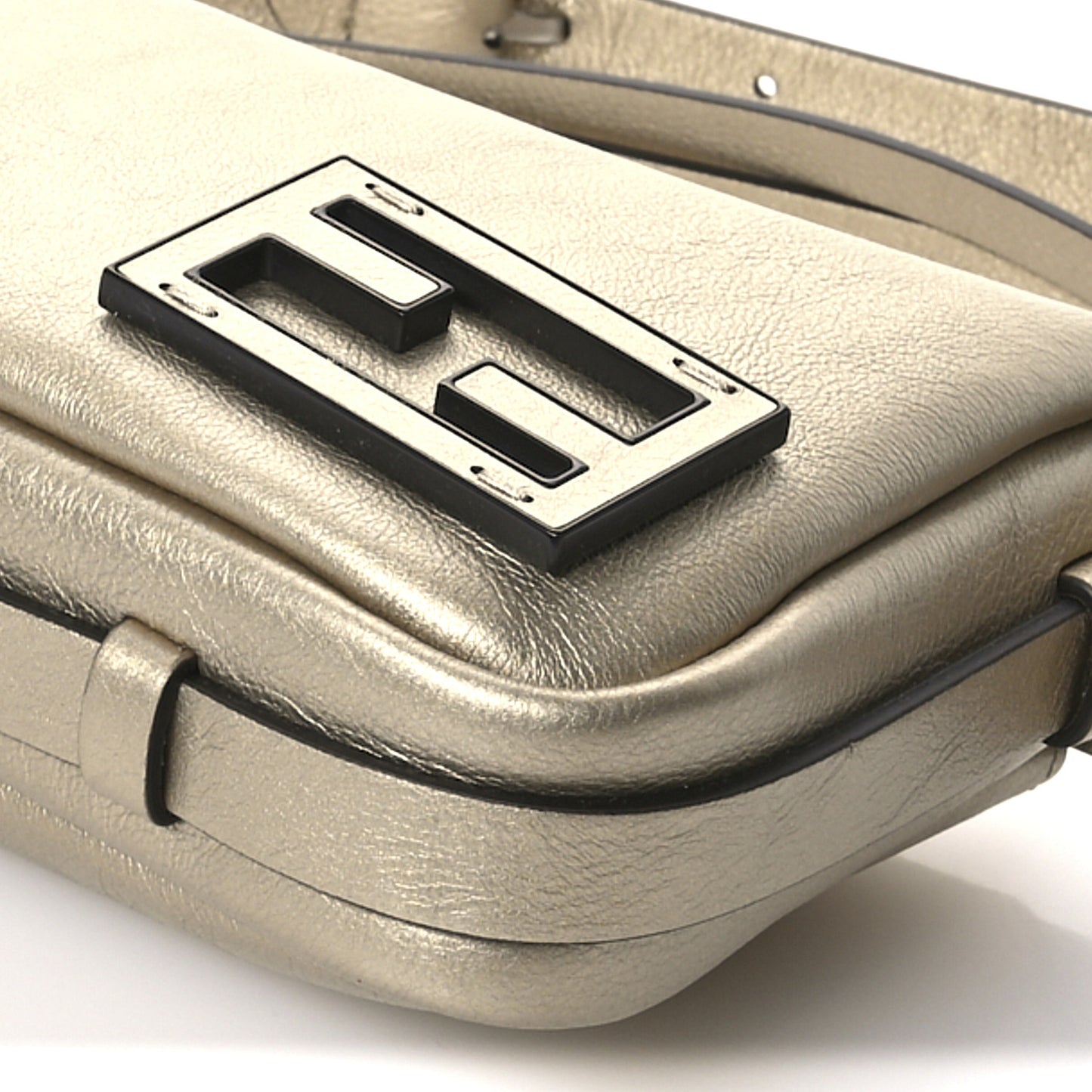 Vitello Laminato Mini Simply Fendi Shoulder Bag Platino
