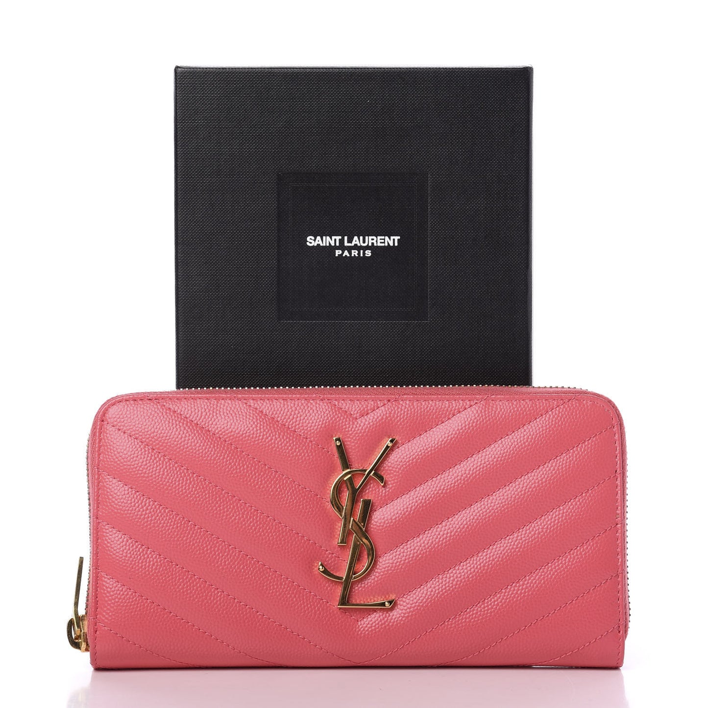 Grain De Poudre Matelasse Chevron Monogram Zip Around Wallet Bubblegum