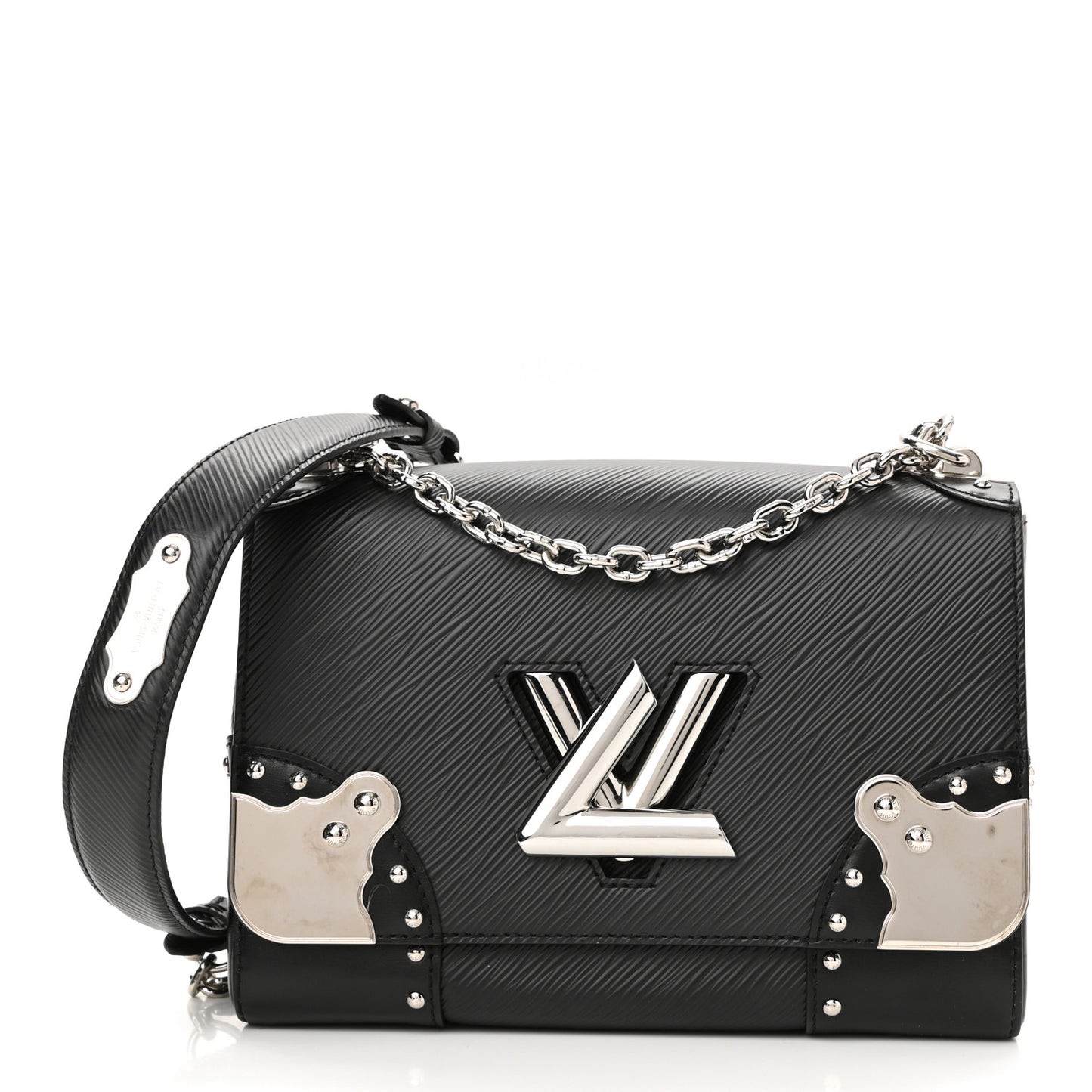 Epi Studded Mirror Twist Shoulder Bag MM Black