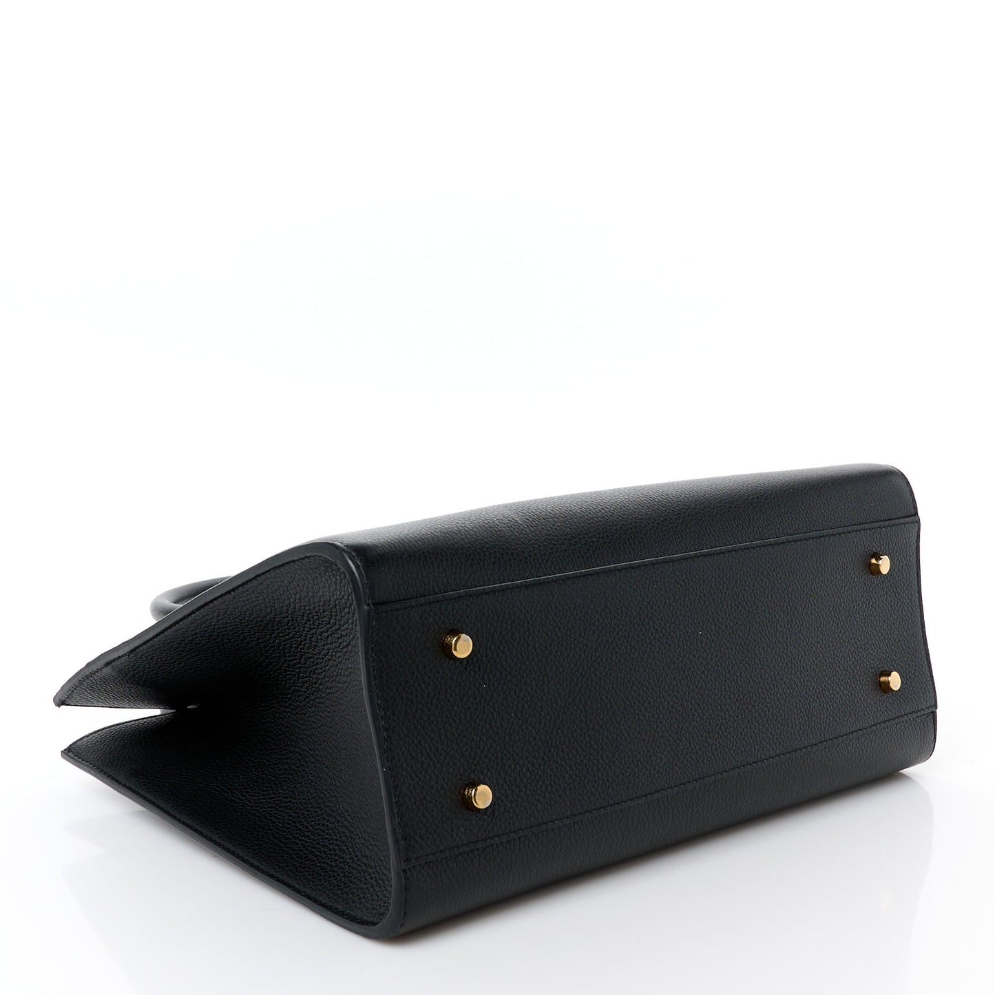 Grained Calfskin Large Virtus Top Handle Shoulder Bag Black