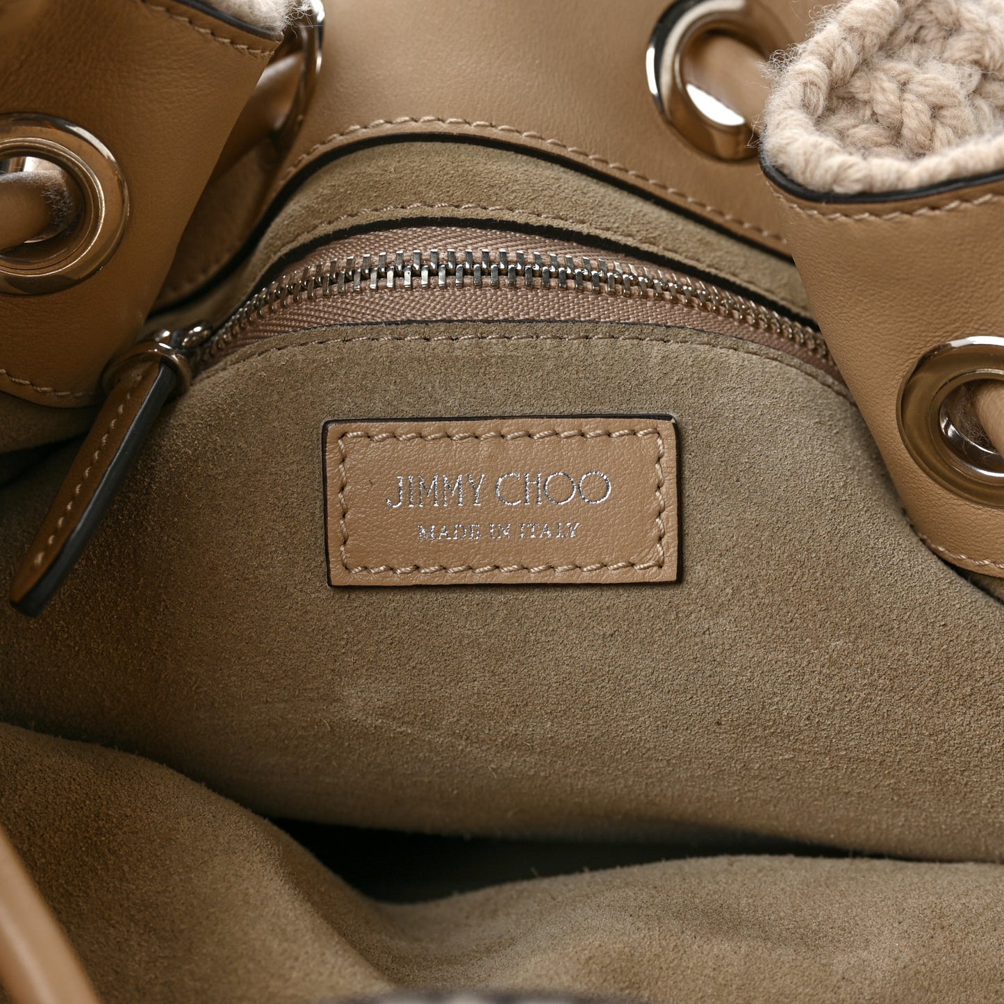 Woven Wool Bon Bon Bucket Bag Barley