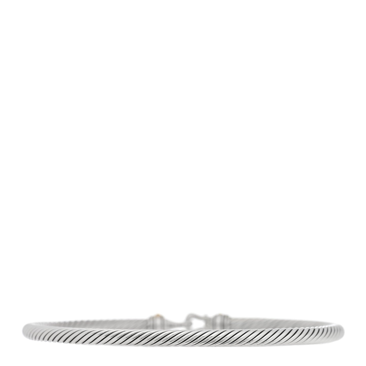 Sterling Silver 18K Yellow Gold 4mm Cable Classic Buckle Bracelet