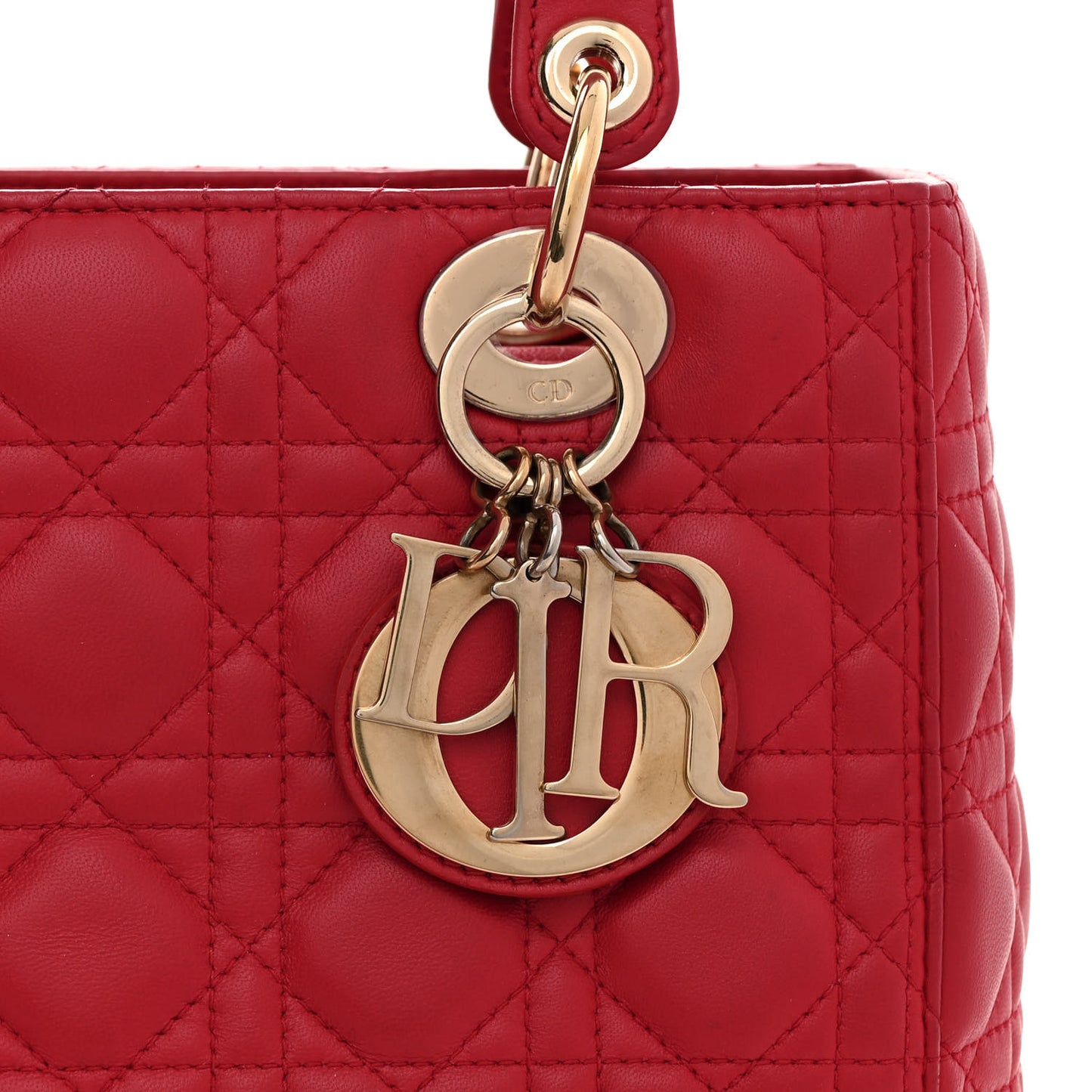 Lambskin Cannage Medium Lady Dior Red