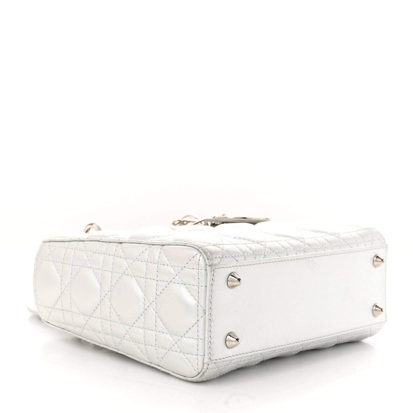 Iridescent Metallic Lambskin Cannage Small My ABCDior Lady Dior Silver