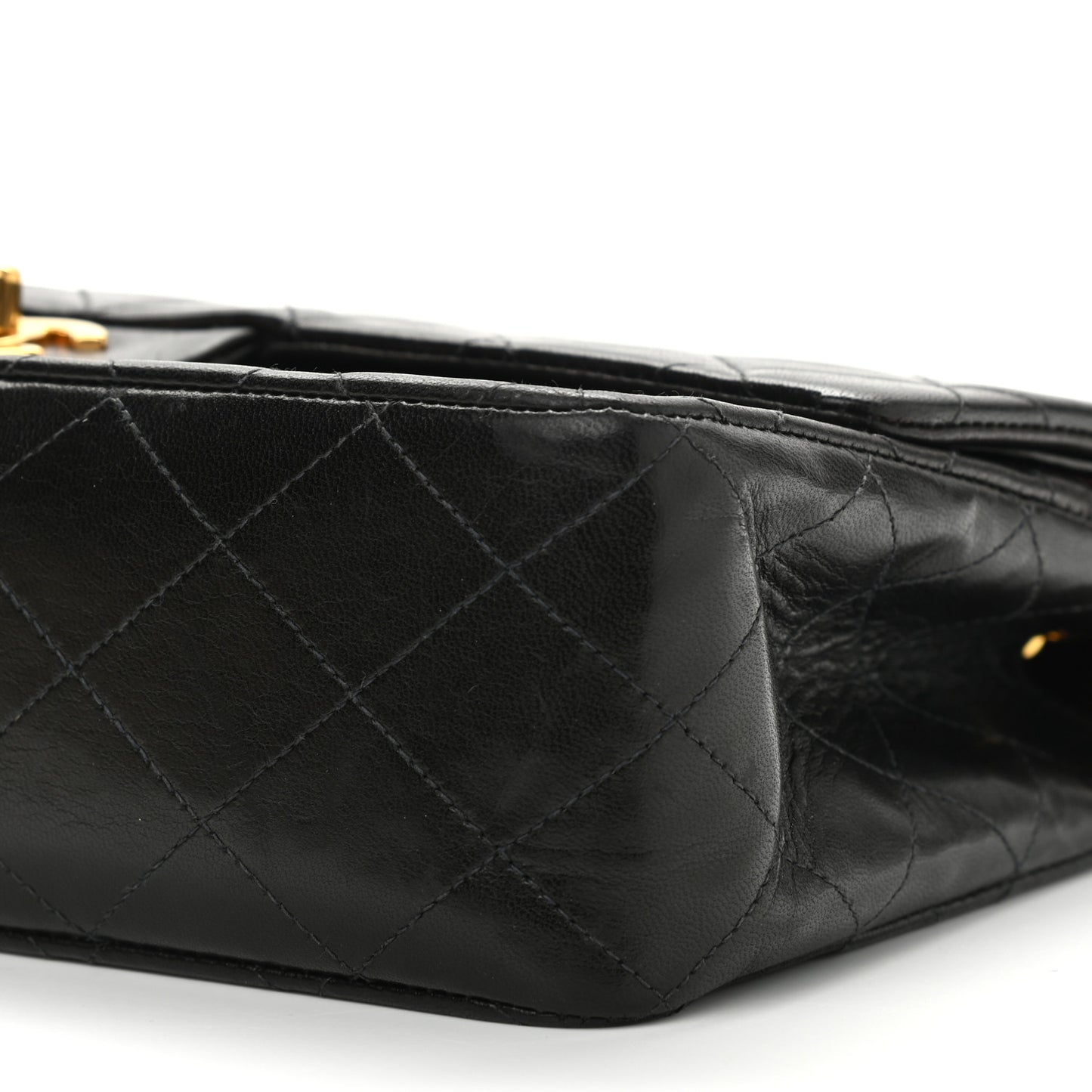 Lambskin Quilted Medium Double Flap Black