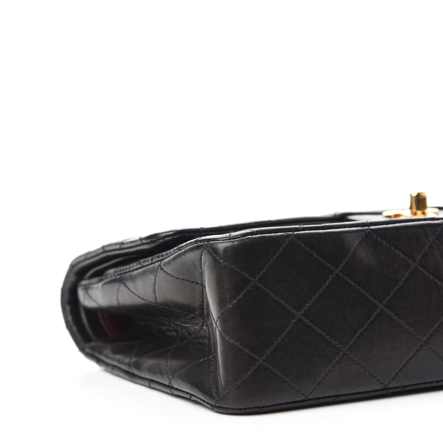 Lambskin Quilted Medium Double Flap Black