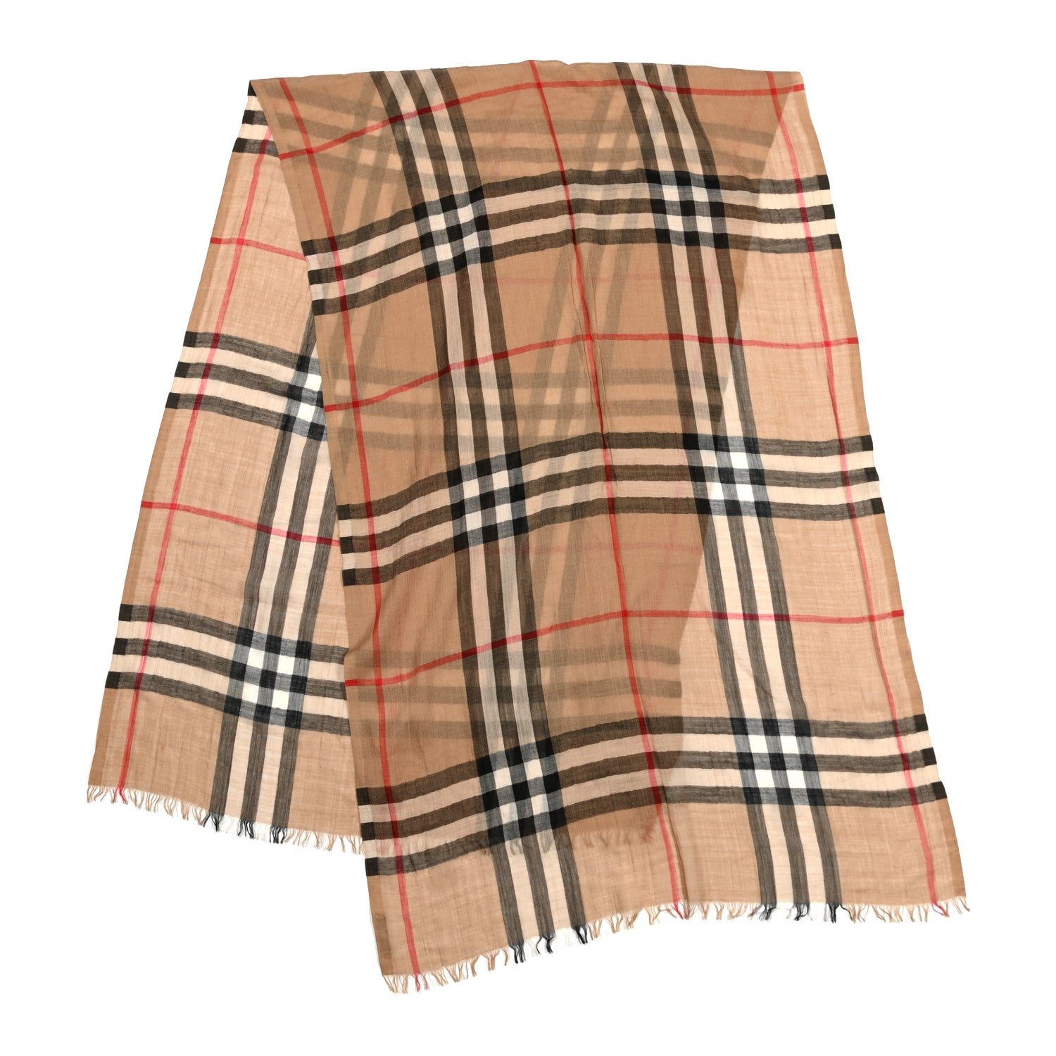 Burberry Wool Silk Gauze Giant Check Lightweight Scarf Archive Beige 2 of 5