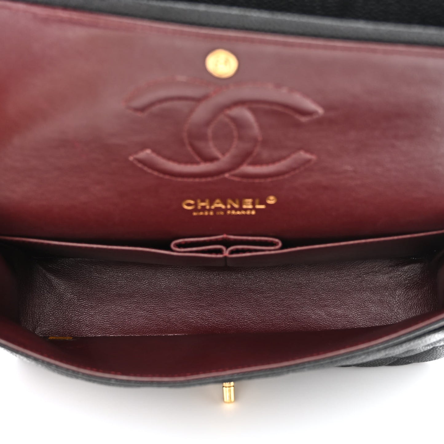 Caviar Quilted Medium Double Flap Black