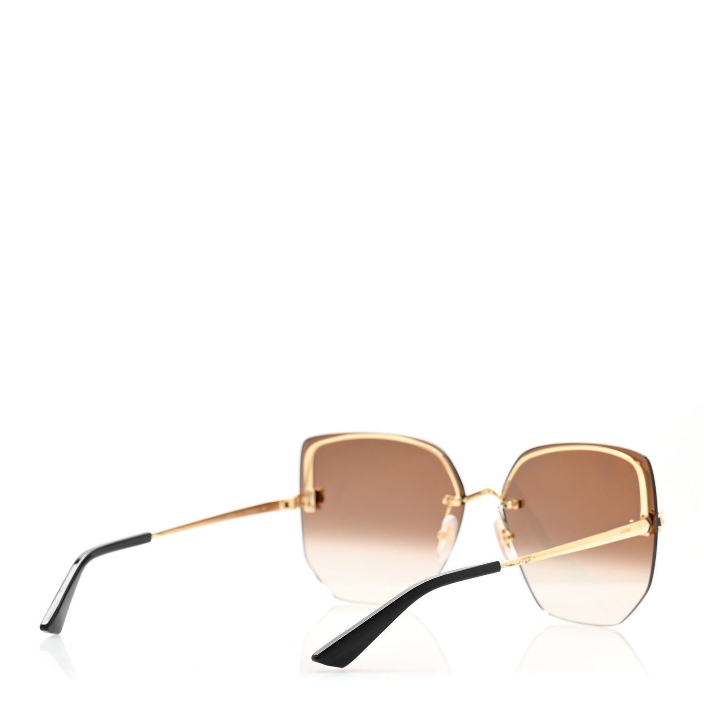 Panthere De Cartier Rimless Square Sunglasses Gold