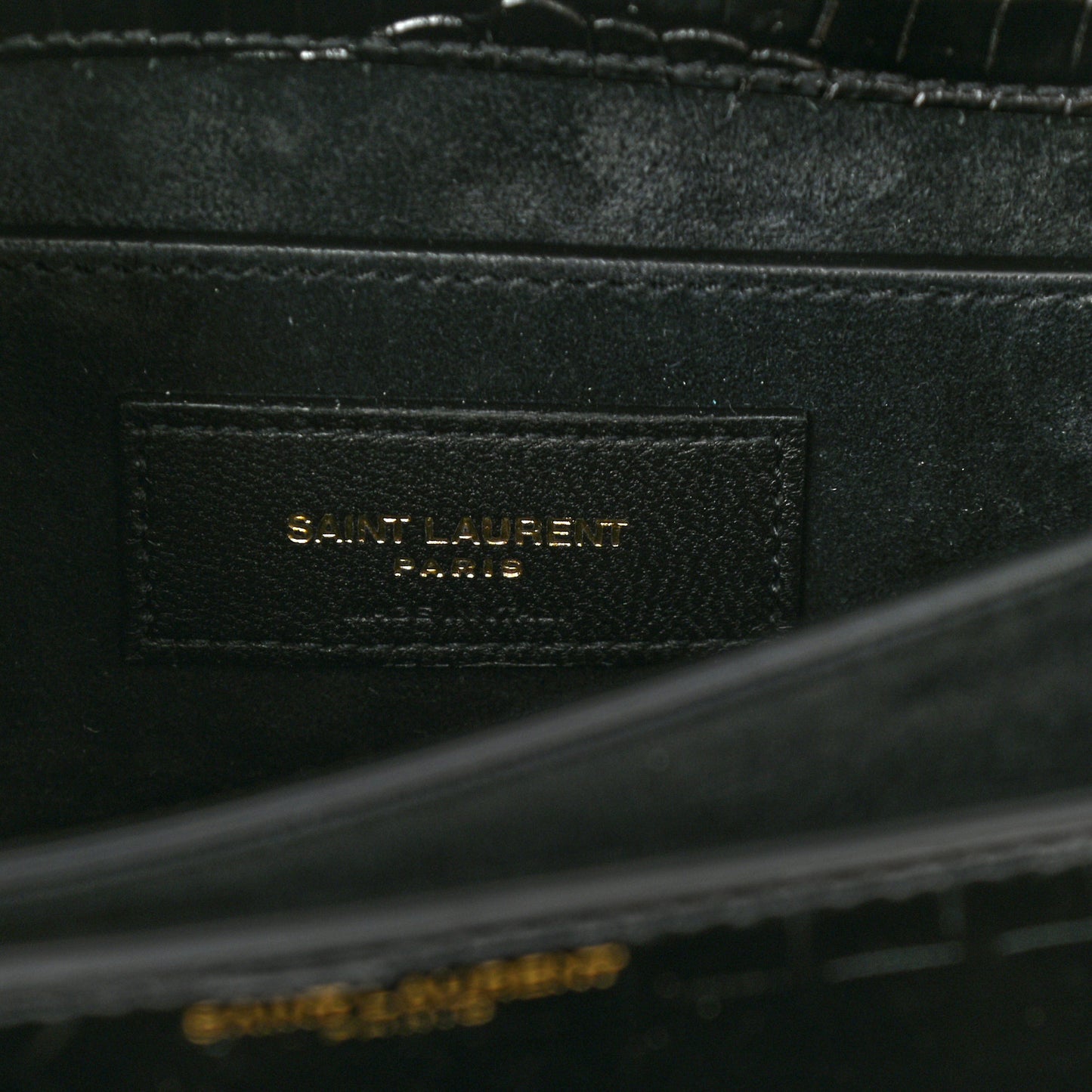 Calfskin Crocodile Embossed Medium Monogram Sunset Black