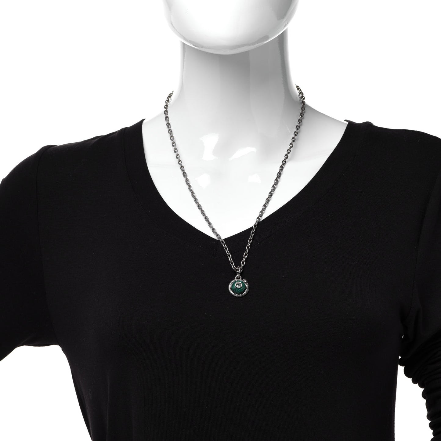 Sterling Silver Resin Garden GG Necklace Green