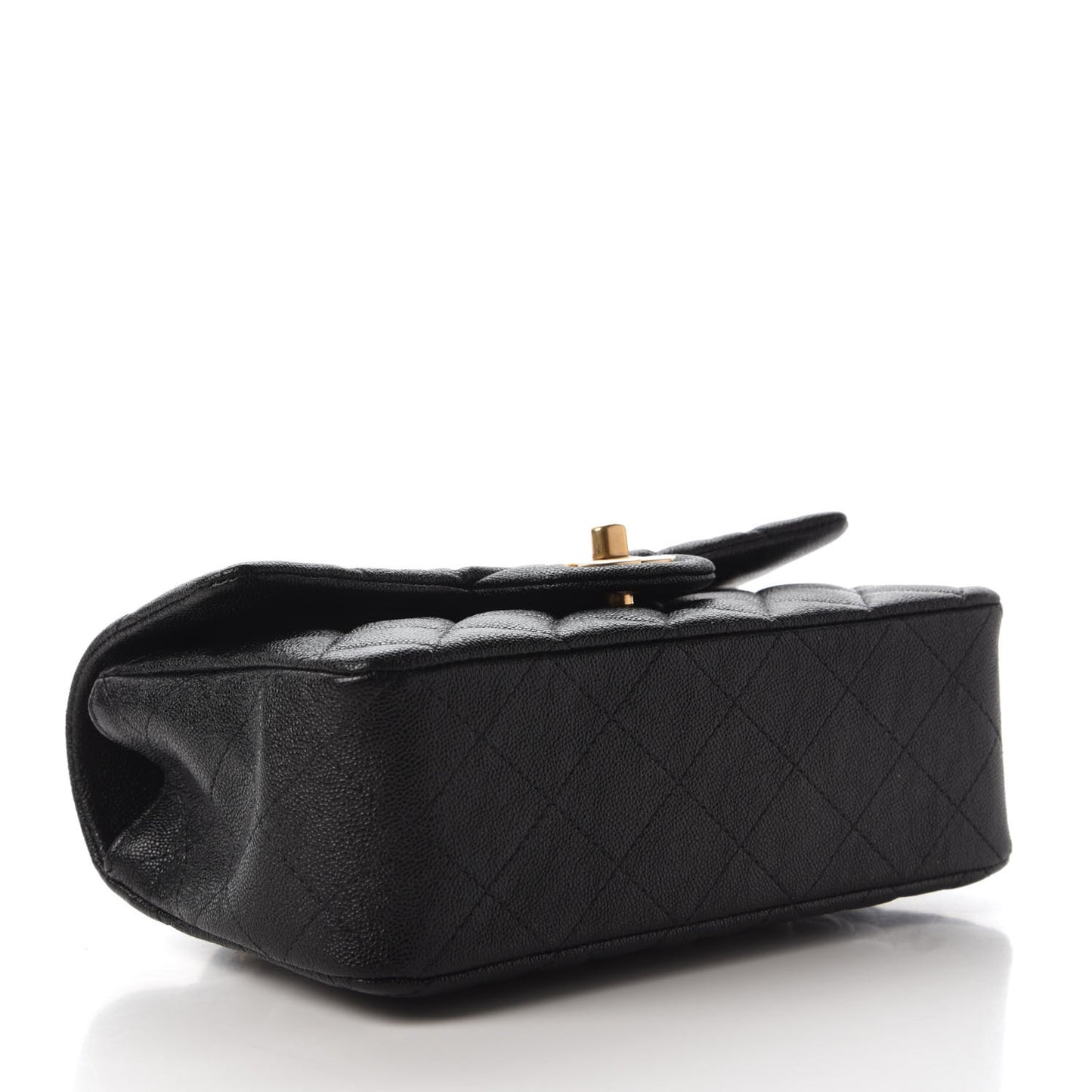 Caviar Quilted Mini Top Handle Rectangular Flap Black