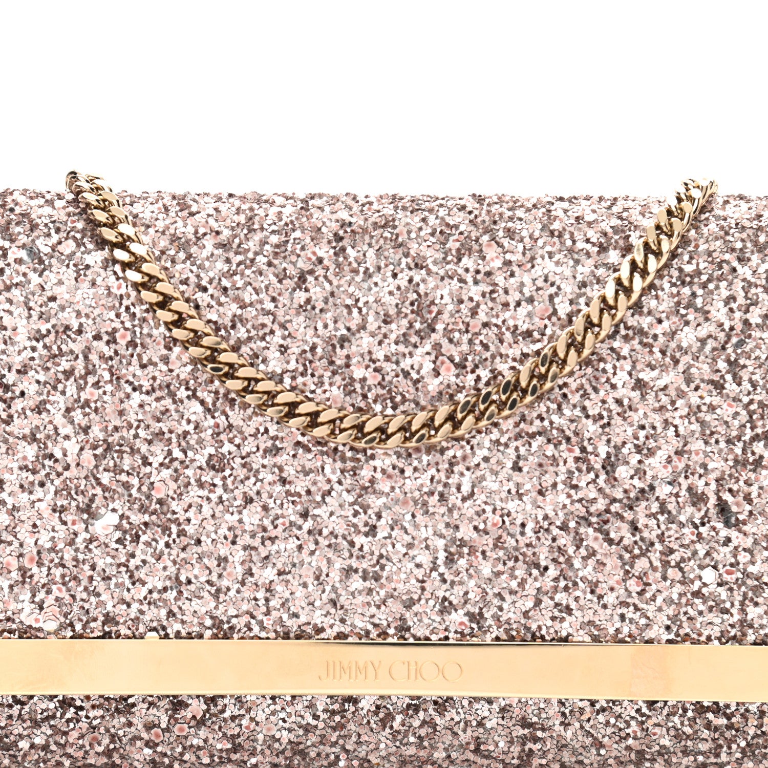 Jimmy Choo Glitter Milla Wallet on Chain Natural 7 of 10
