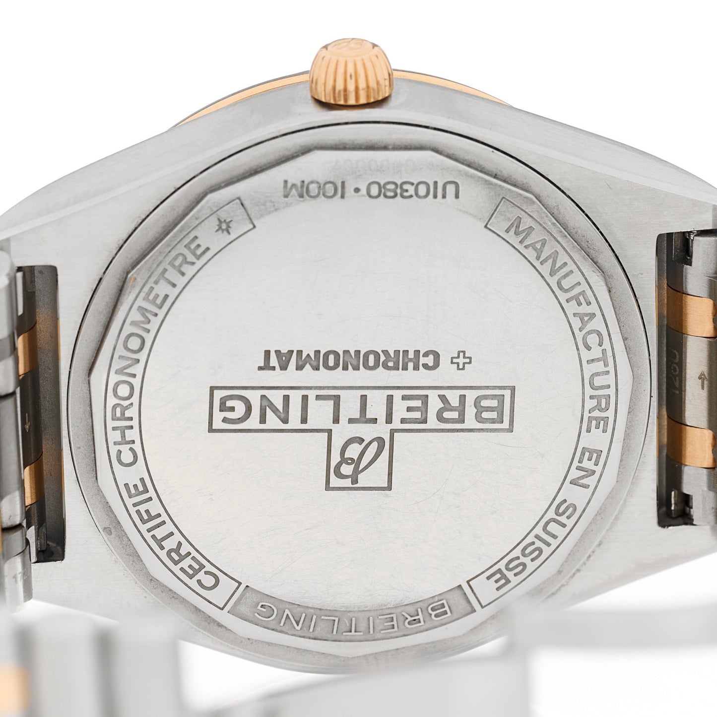Stainless Steel 18K Rose Gold Diamond Bezel 36mm Chronomat Automatic Watch U10380