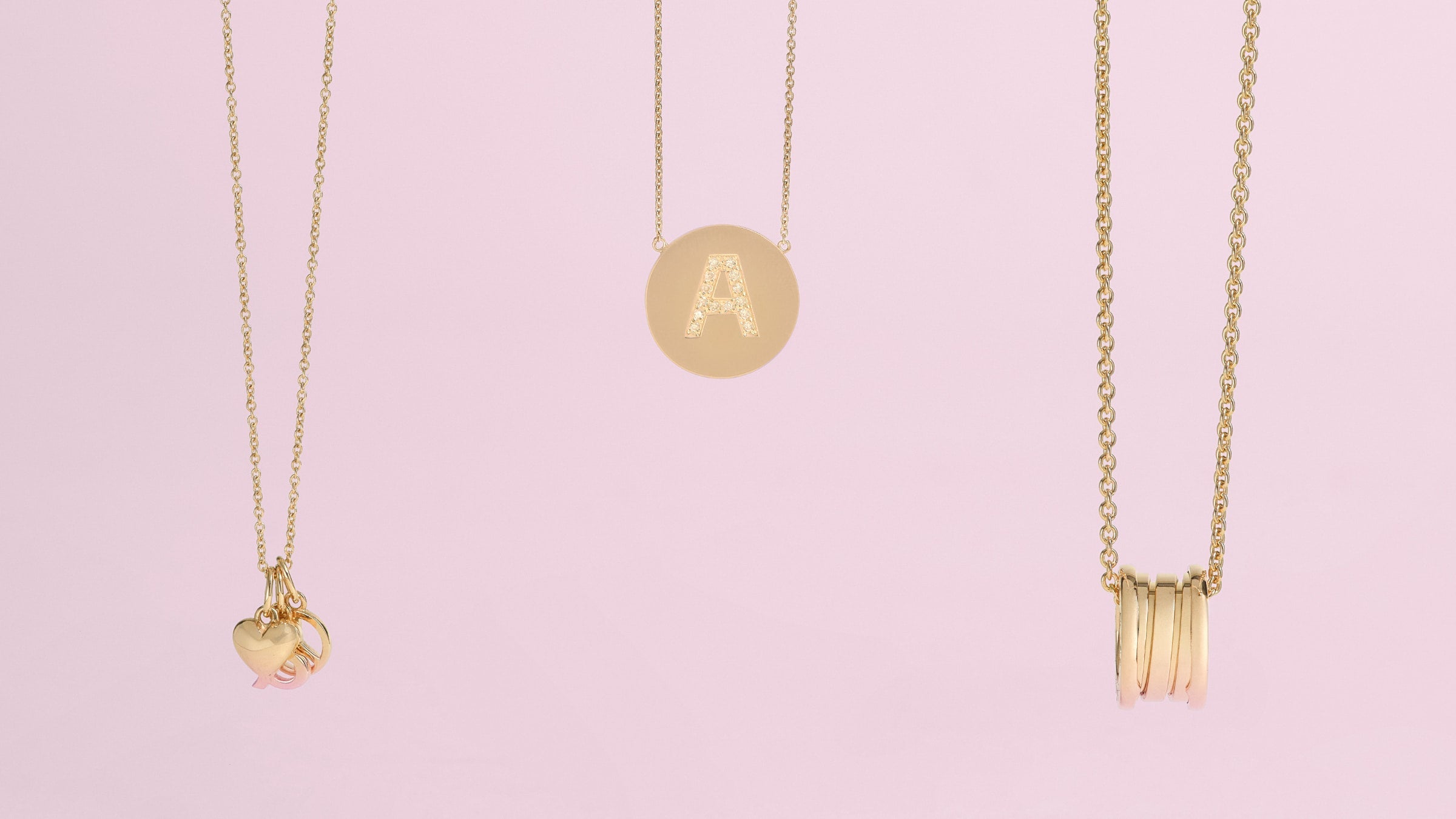 Tiffany, Jennifer Meyer, and Bulgari gold pendants