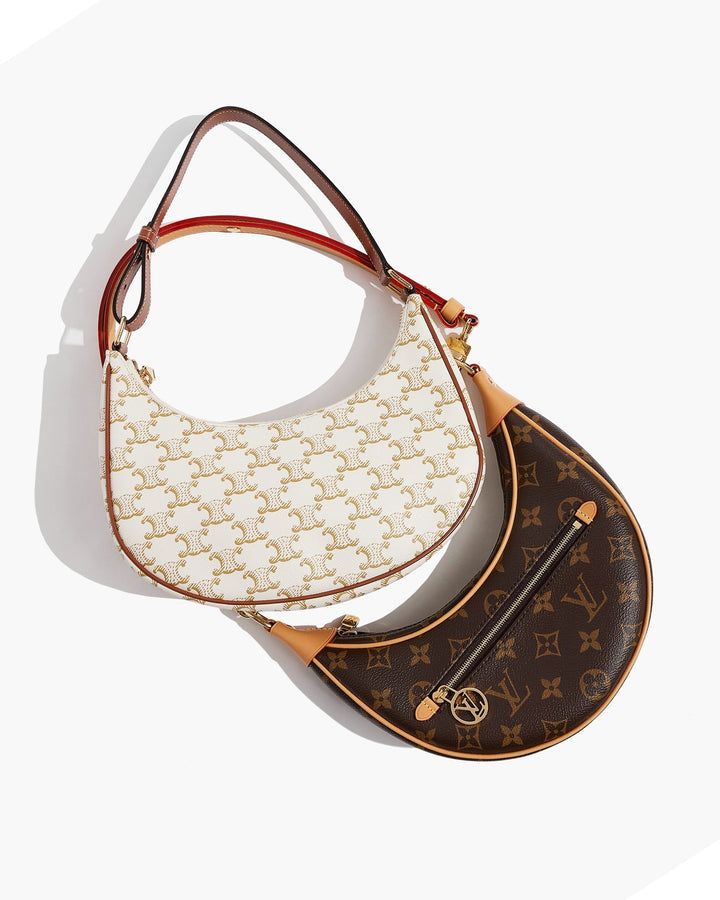 studio lay down image of louis vuitton loop bag and celine ava bag FASHIONPHILE
