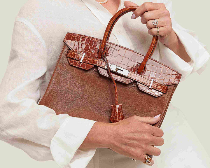 model wearing birkin for mothers day fashionphile