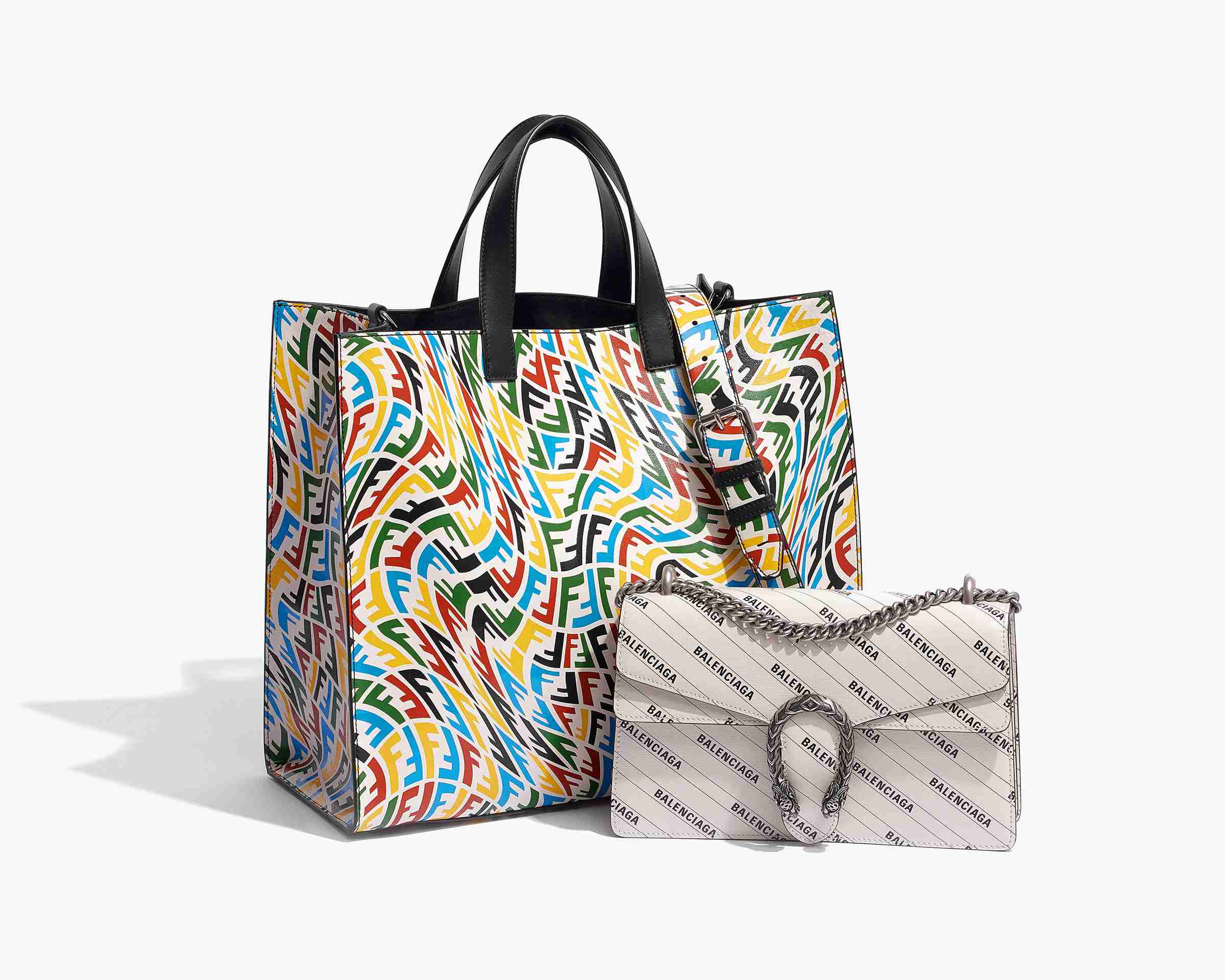 product image on white background of fendi sarah coleman tote and gucci balenciaga dionysus bag FASHIONPHILE