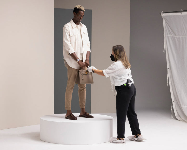 Style on Set behind the scenes in the making of FASHIONPHILE commercial featuring Kim Wright