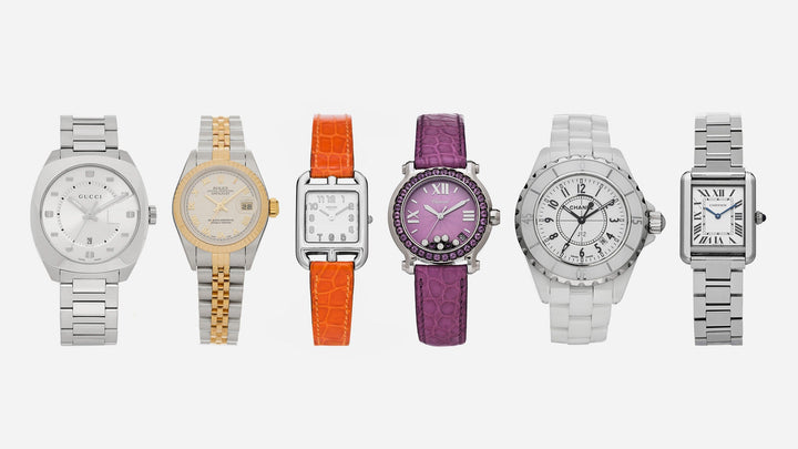 image of fashion watches and luxury watches from Gucci, Rolex, Hermes, Chanel, and Cartier by FASHIONPHILE