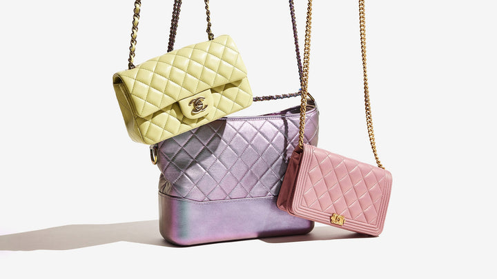 studio image of chanel crossbody bags grouped together FASHIONPHILE