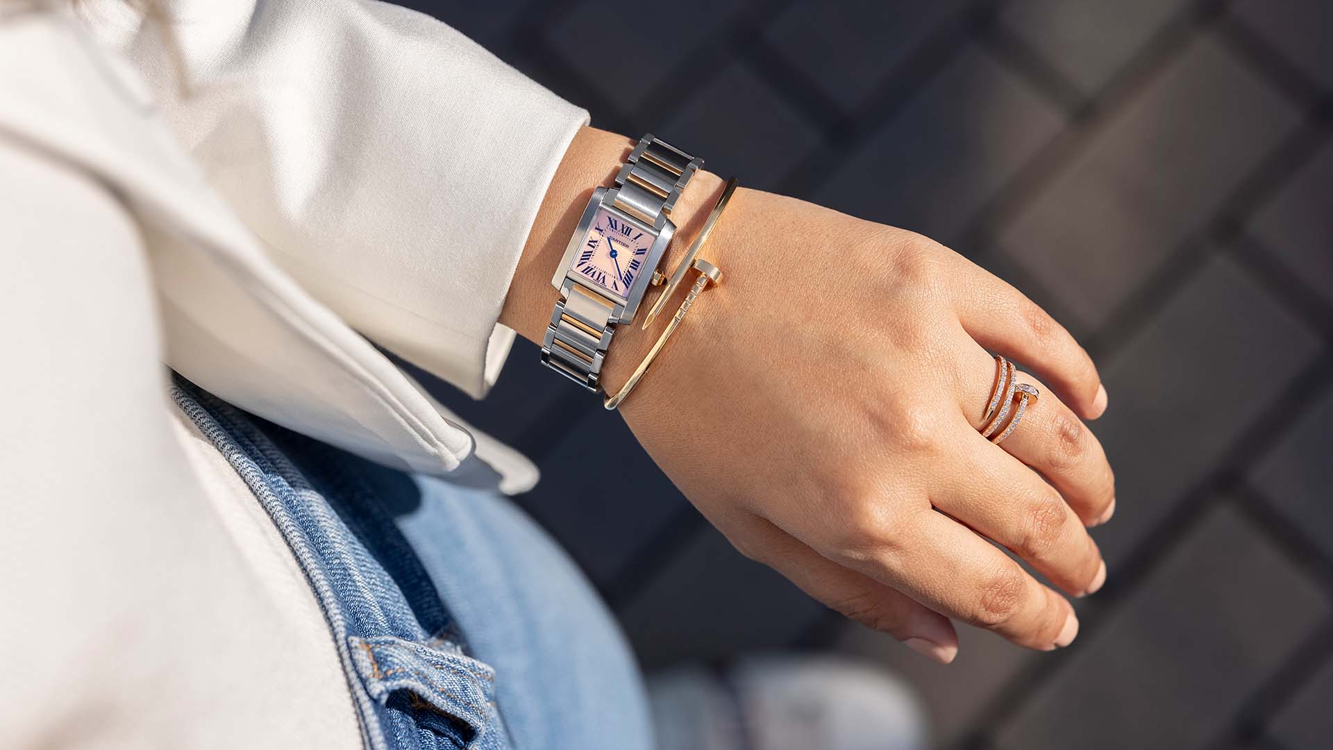 model wearing cartier juste un clou bracelet FASHIONPHILE