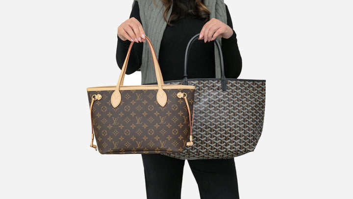 comparing the louis vuitton neverfull with the goyard saint louis tote by FASHIONPHILE