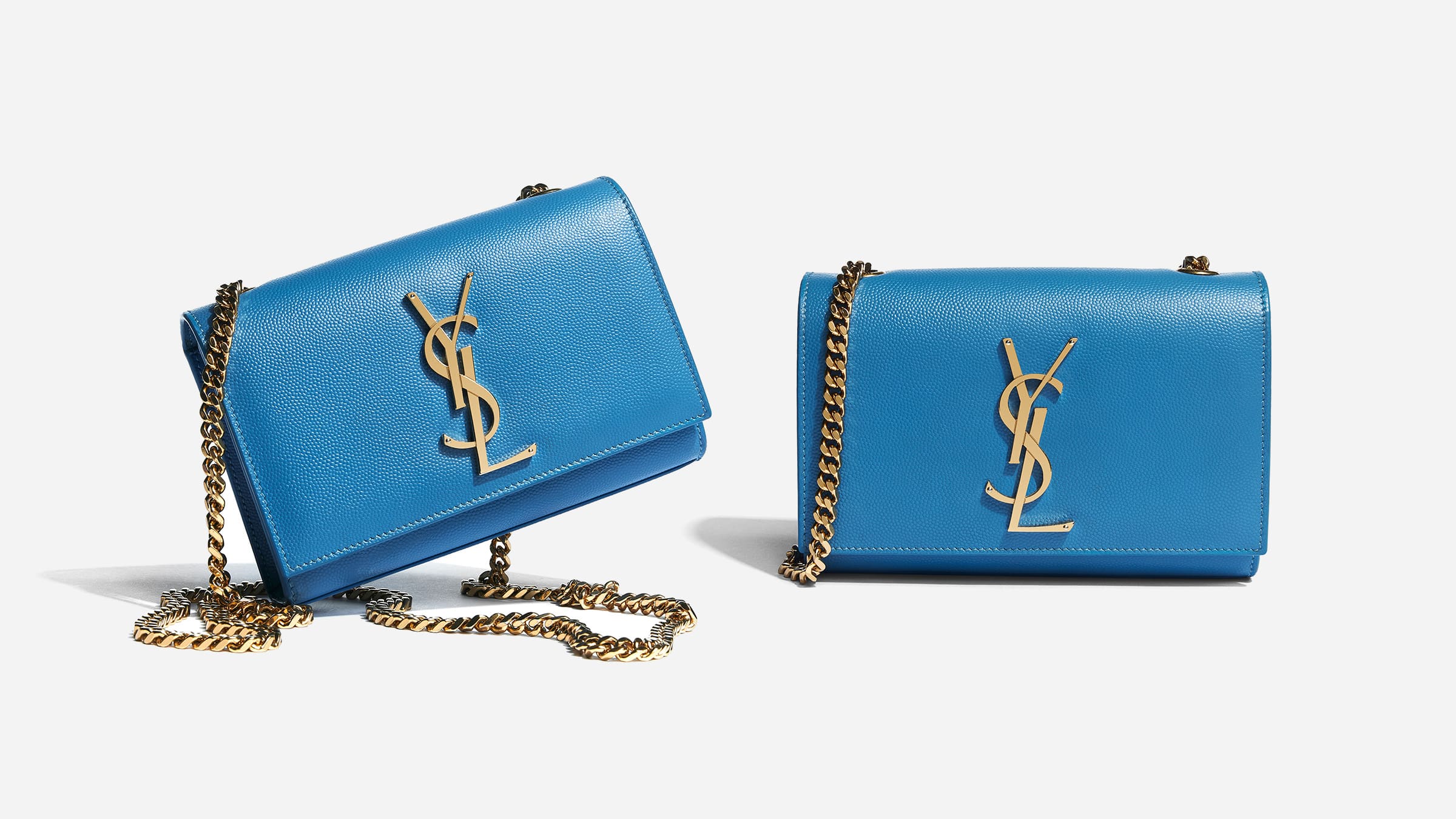 styling the saint laurent kate satchel in the color blue by FASHIONPHILE