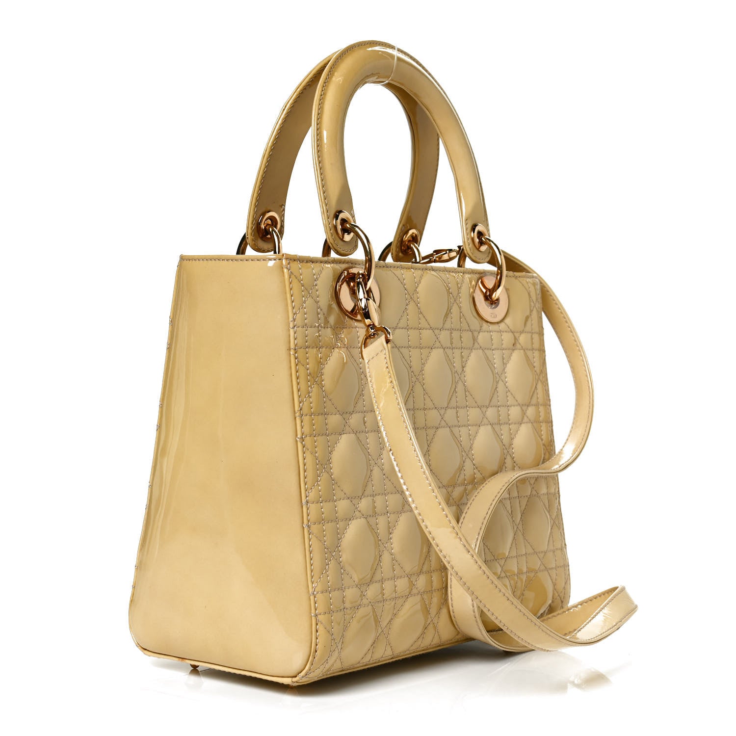 Christian Dior Patent Cannage Stitched Medium Lady Dior White 2 of 11