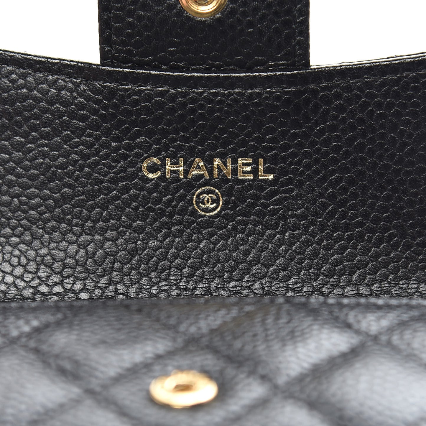 Caviar Quilted Flap Card Holder Black