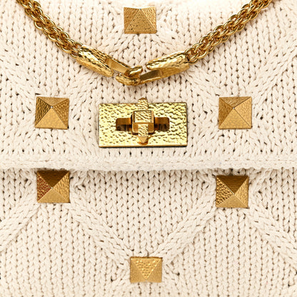 Valentino Garavani Knit Large Roman Stud Shoulder Bag Ecru 7 of 10