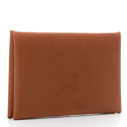 Hermes Barenia Verso Calvi Card Case Fauve Orange Poppy 3 of 8