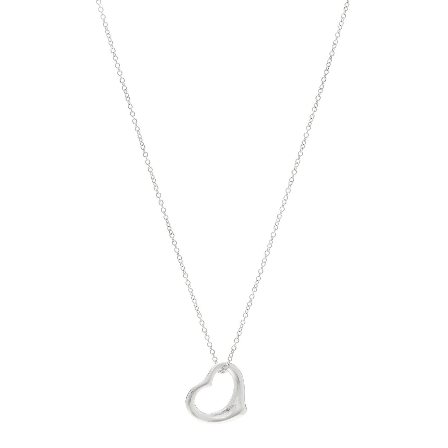 Sterling Silver 16mm Elsa Peretti Open Heart Pendant Necklace