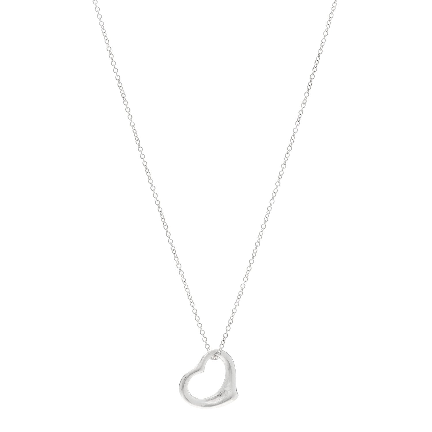 Tiffany Sterling Silver 16mm Elsa Peretti Open Heart Pendant Necklace 1 of 5