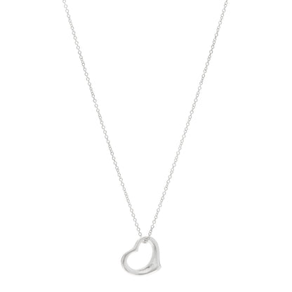 Tiffany Sterling Silver 16mm Elsa Peretti Open Heart Pendant Necklace 1 of 5