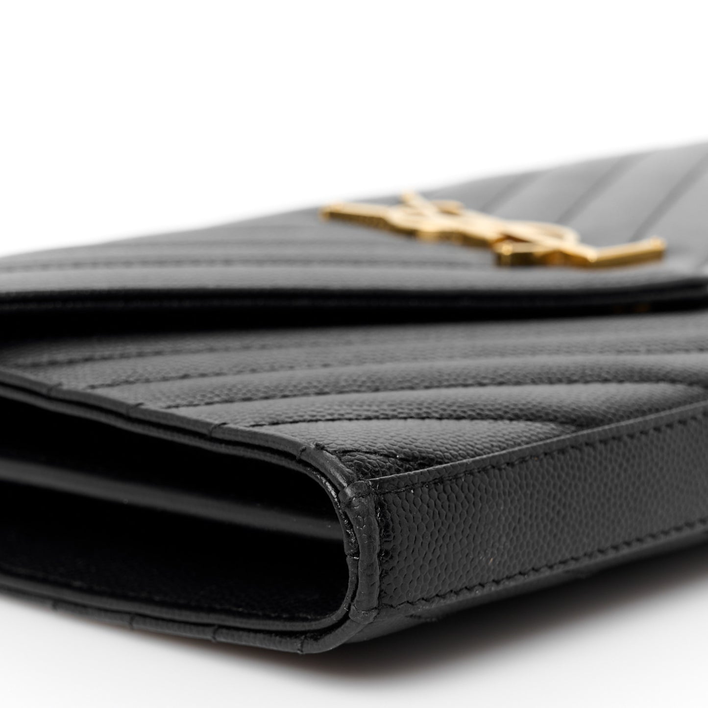 Grain De Poudre Matelasse Chevron Monogram Chain Wallet Black