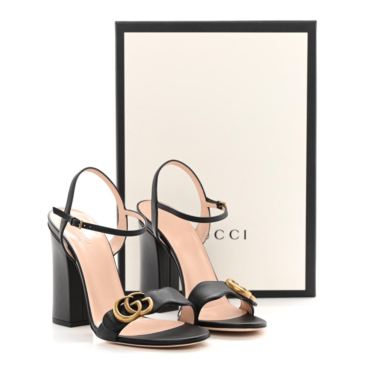 Gucci Lifford Calfskin GG Marmont Ankle Wrap 105mm Sandals 38 Black 11 of 11