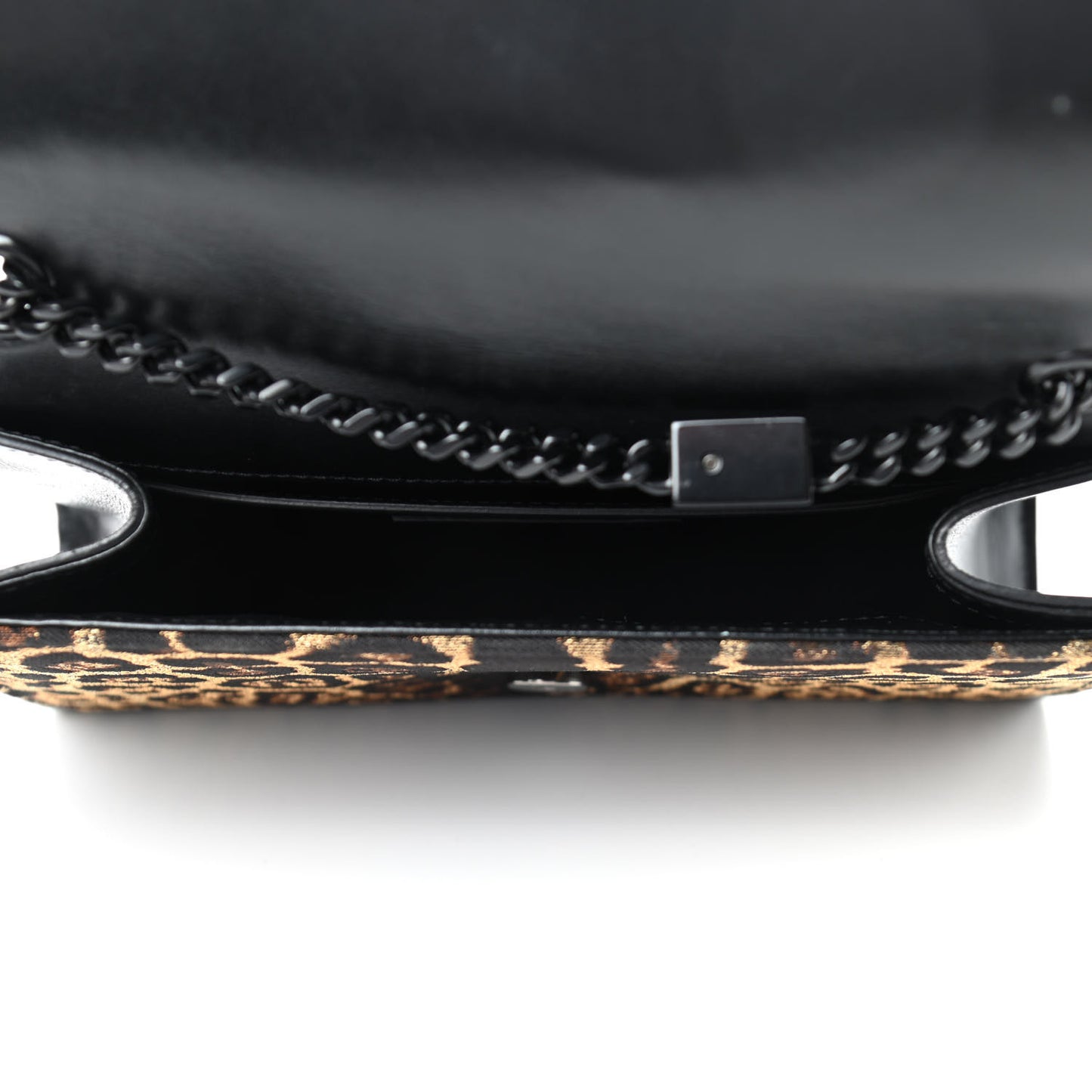 Jacquard Leopard Small Monogram Kate Satchel Oro Natural