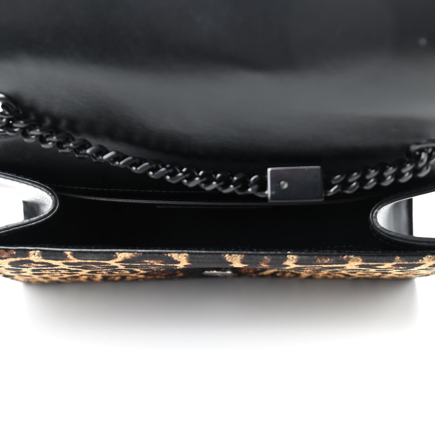 Saint Laurent Jacquard Leopard Small Monogram Kate Satchel Oro Natural 4 of 4