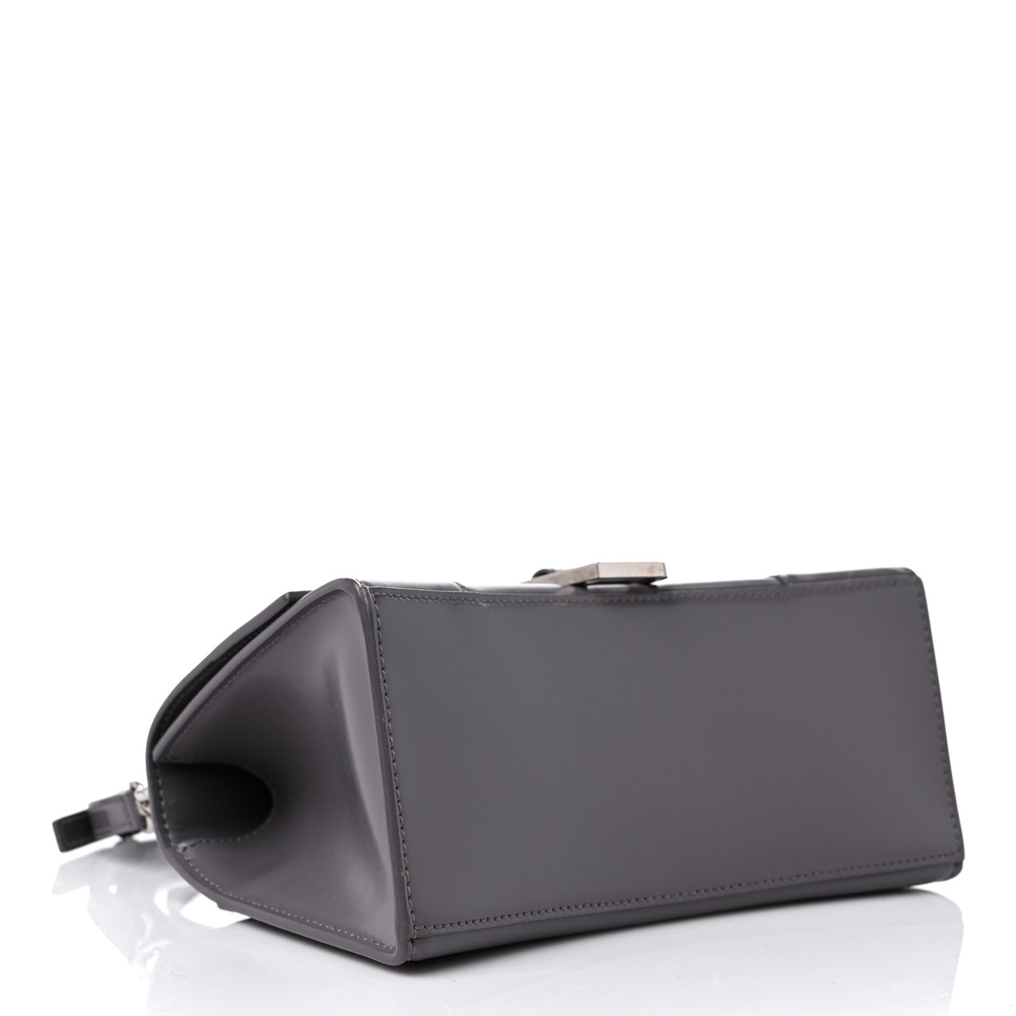 Shiny Box Calfskin Small Hourglass Top Handle Bag Dark Grey