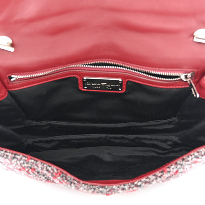 Salvatore Ferragamo Tweed Quilted Gelly Bag Burgundy Multicolor 5 of 11