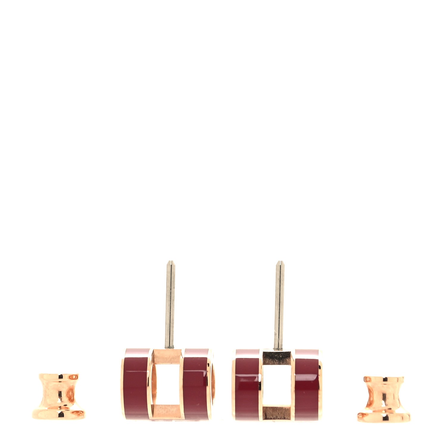 Hermes Gold Lacquered Mini Pop H Earrings Rose Extreme 3 of 6