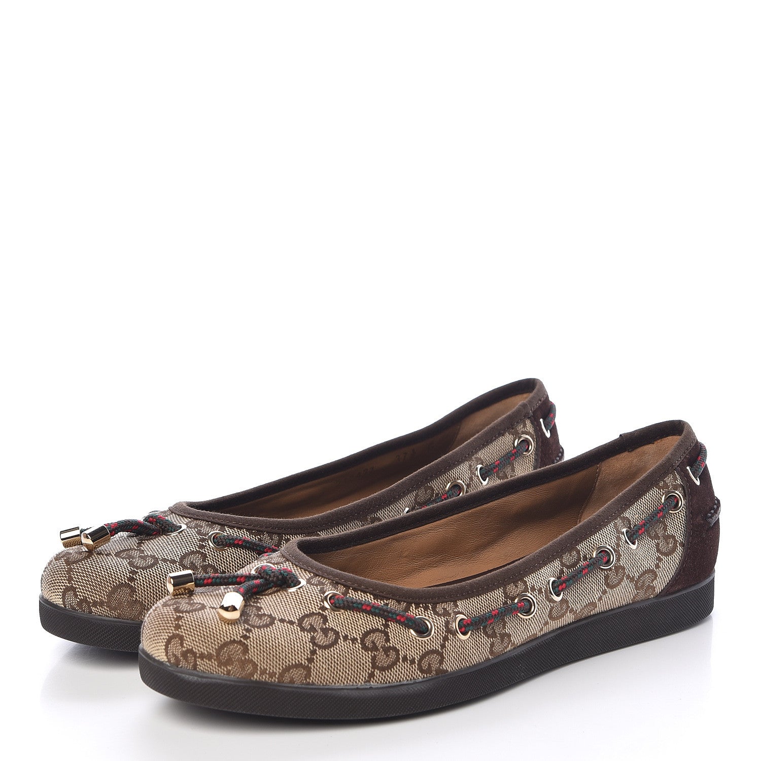 Gucci GG Monogram Ballet Flats 37.5 Beige Ebony 3 of 11