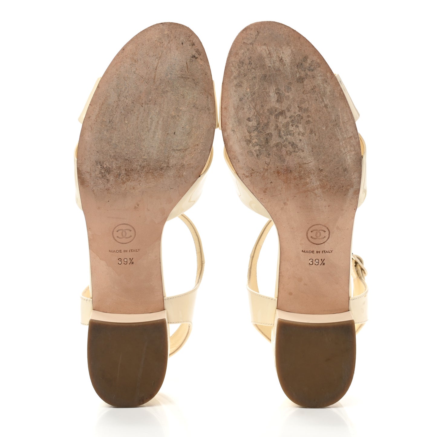 Patent Camellia Embossed Sandals 39.5 Ivory