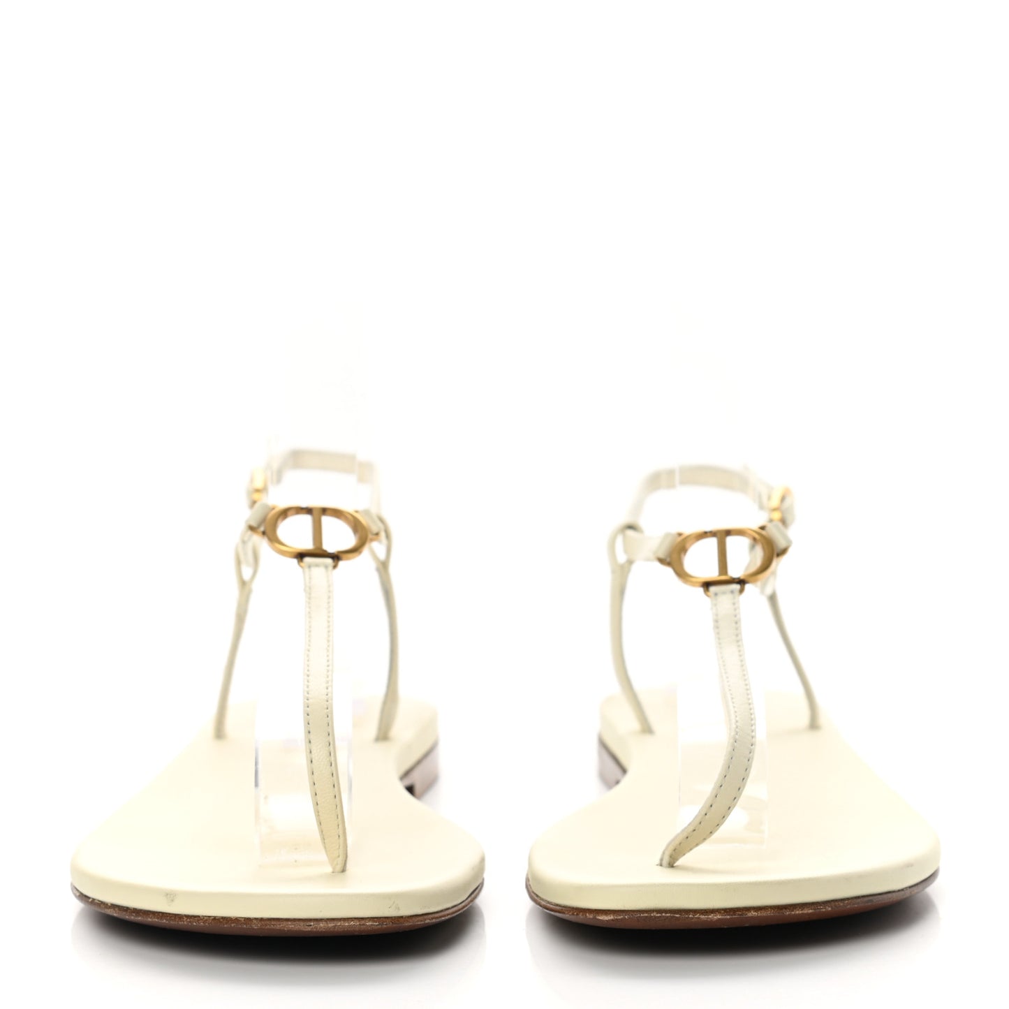 Lambskin Signature T-Strap Sandals 36 Off White