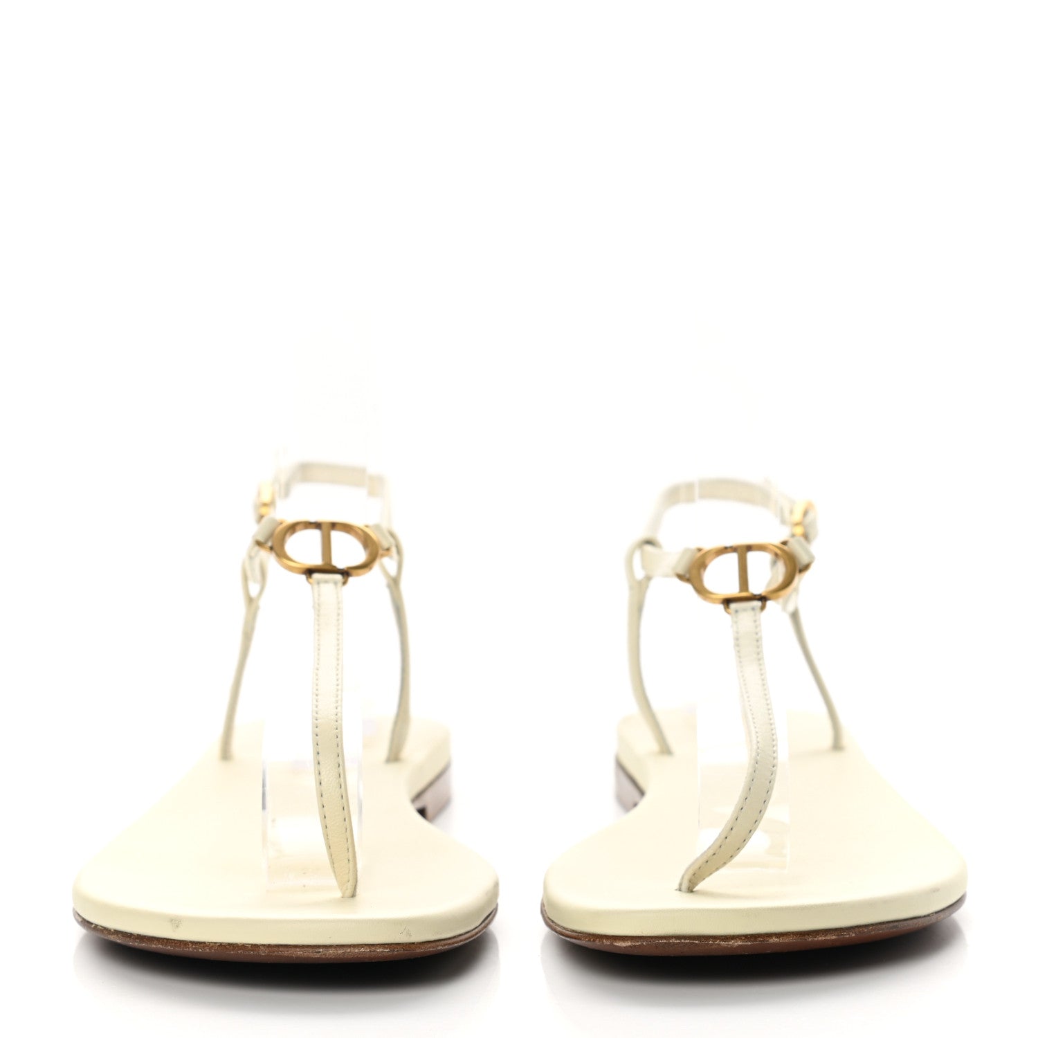 Christian Dior Lambskin Signature T-Strap Sandals 36 Off White 2 of 13