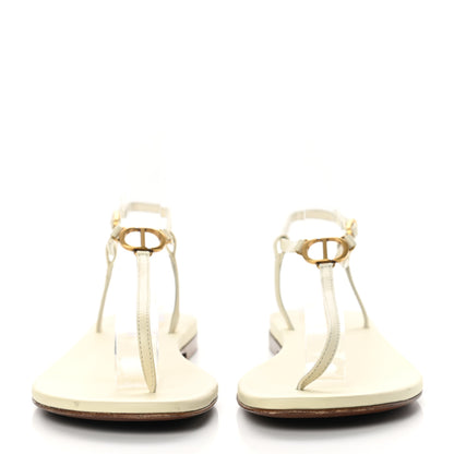Christian Dior Lambskin Signature T-Strap Sandals 36 Off White 2 of 13