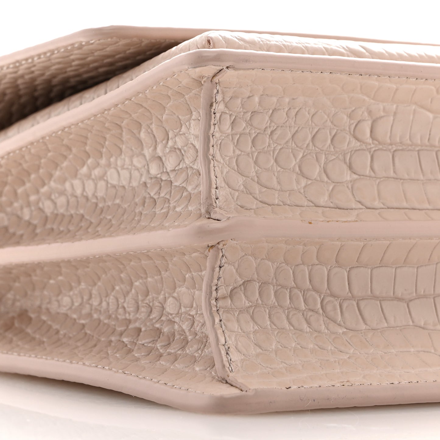 Calfskin Crocodile Embossed Medium Monogram Sunset Powder Pink